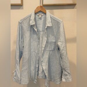 Nine West XL Light Blue Gauze Button Down Shirt